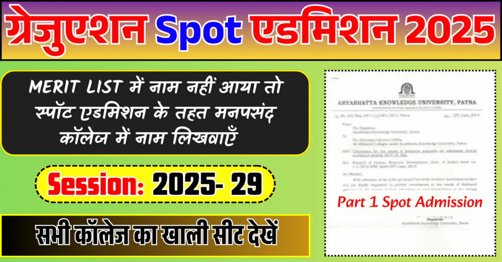 Bihar Graduation Spot Admission 2025 Date (B.A/ B.SC/ B.Com)